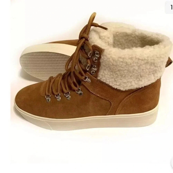 Marc Fisher Suede Leather Boots MF Darlen-M Faux Fur Ankle Boots Size - Picture 1 of 7